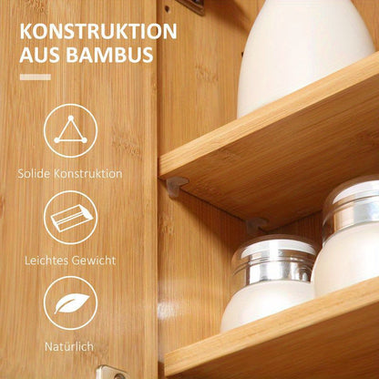 Badkamerkast – Badkamermeubel – Opbergkast – Spiegelkast – Wandschap – Spiegeldeuren – Schuifplanken – Compact Ontwerp – Hout Metaal Glas – 65,2x14x50 cm – Eenvoudige Montage