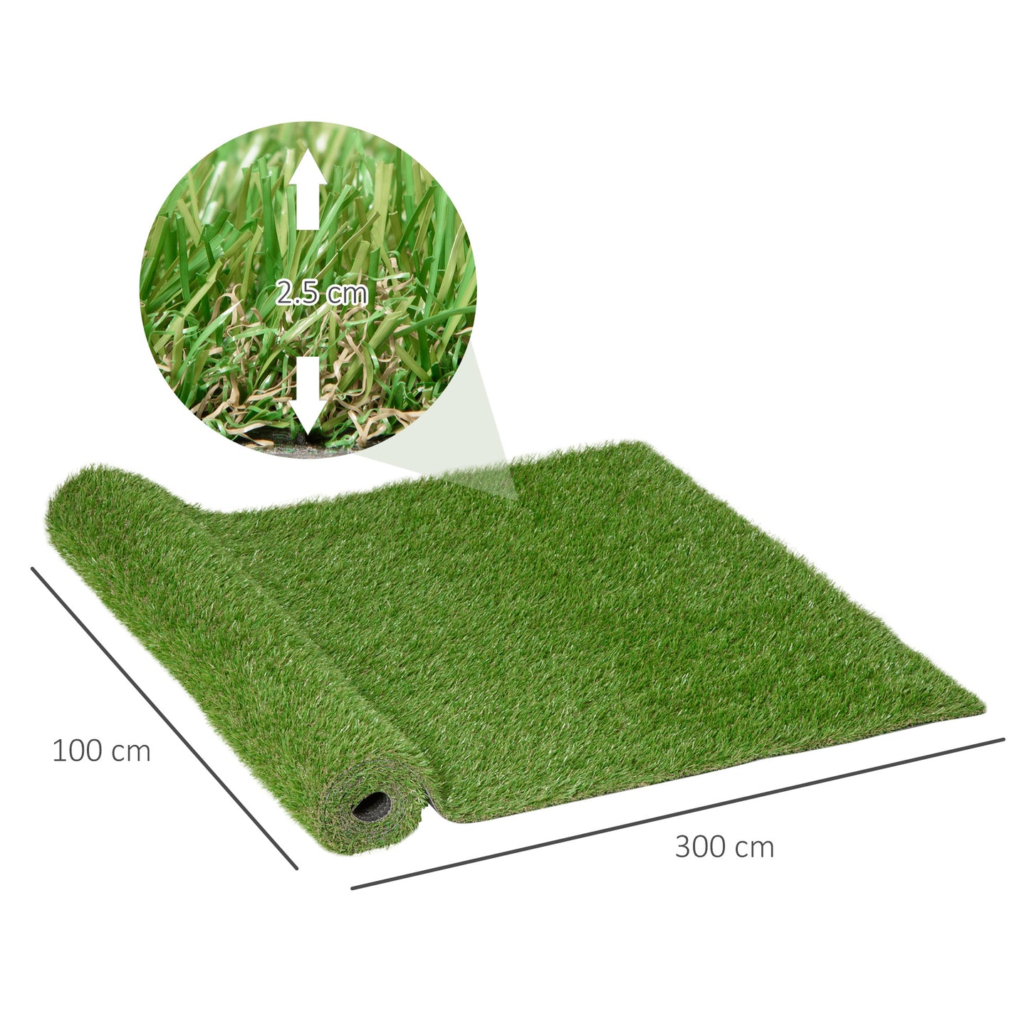 Kunstgrasmat – Kunstgrastapijt – Nepgras – Synthetisch Gras – Groen – 3x1 Meter – 25 mm Dikte – UV- en Weerbestendig