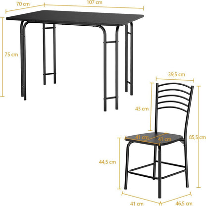 Eettafelset – Dinerset – Keukentafel – Eetkamertafel – Stoelenset – Compact Design – Duurzaam MDF & Metaal