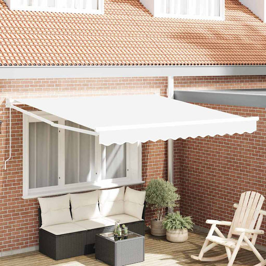 Zonnewering – Knikarmscherm – Uitvalscherm – Schaduwdoek – Markies – Verstelbaar tot 80 Graden – UV- en Waterbestendig Polyester – Aluminium Frame – Wit – 350x250 cm