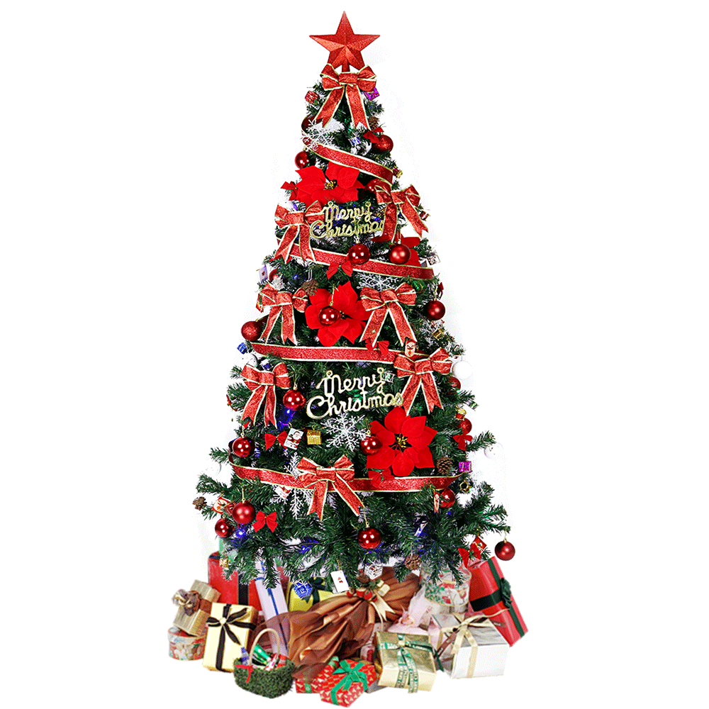 Kunstkerstboom – Nepkerstboom – Feestboom – Kerstversiering – 180 cm Hoog – Volledig Versierd Met Linten – Onderhoudsvrij – Zonder Stroom