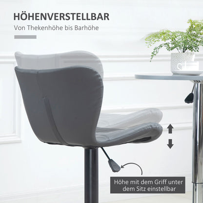 Barkrukken – Barkruk – Barstoelen – Keukenkruk – Bistrokruk – Verstelbare Hoogte – 360° Draaibaar – Kunstleer Grijs