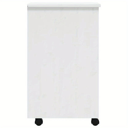 Rollende Ladenkast – Opberkkast – Mobiele Ladenunit – Bureaukast – Opbergmeubel – Massief Grenen – 5 Lades – Wit MOSS Afwerking – 68,6 cm Hoog – Ruimtebesparend – Eenvoudige Montage