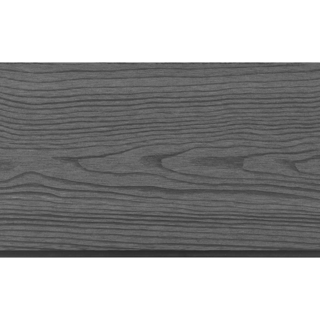 Schuttingpaneel – Tuinscherm – Tuinafscheiding – Hekpaneel – Tuinhek – Hout-Kunststof Composiet – Aluminium Bovenprofiel – Set van 9 Panelen en 1 Eindprofiel – Grijs