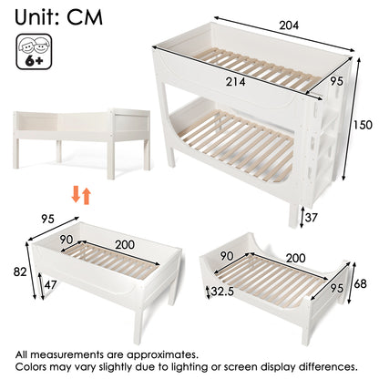 Hoogslaper – Stapelbed – Kinderbed – Eenpersoonsbed – Mezzaninebed – Wit – 90x200 cm – Stevige Metalen Constructie – Ruimtebesparend & Multifunctioneel