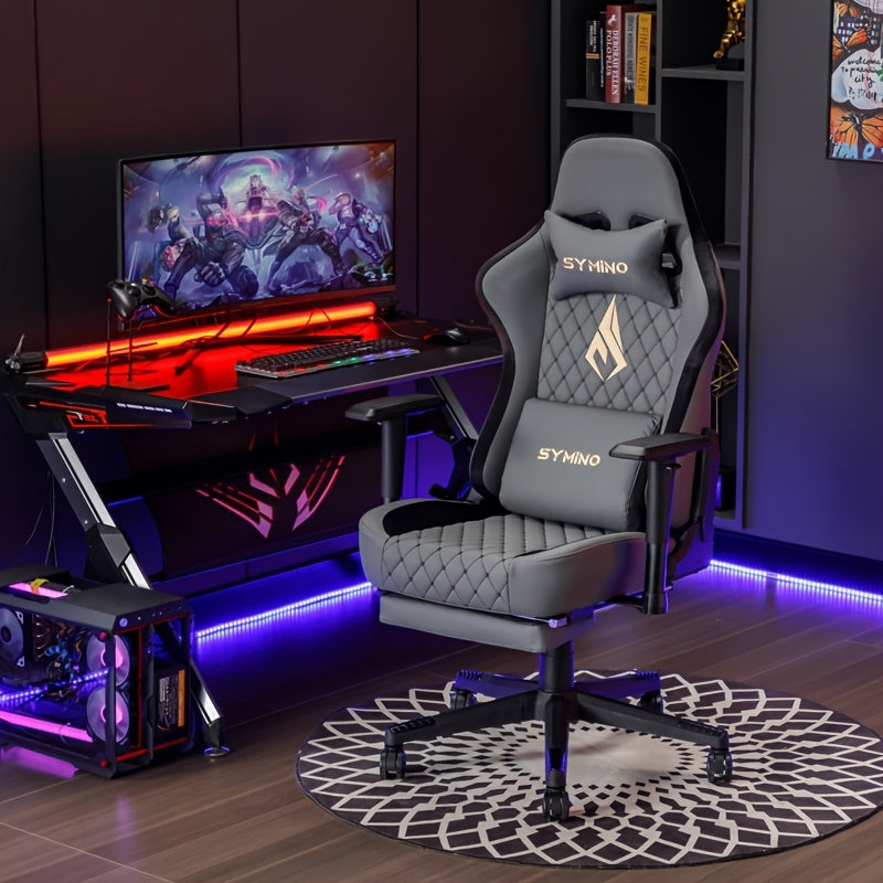 Gamingstoel – Bureaustoel – Computerstoel – Werkstoel – Gamestoel – Ergonomisch Met Memory Foam Zitting – Verstelbare Armleuningen Grijs