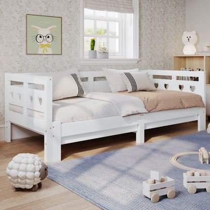 Uitschuifbaar Daybed – Uitklapbed – Slaapbank – Sofa Bed – Logeerbed – Massief Grenenhouten Frame – Ruimtebesparend 2-in-1 Design – Wit Retro – Lattenbodem – Geschikt Voor Matras 90-182x200 cm