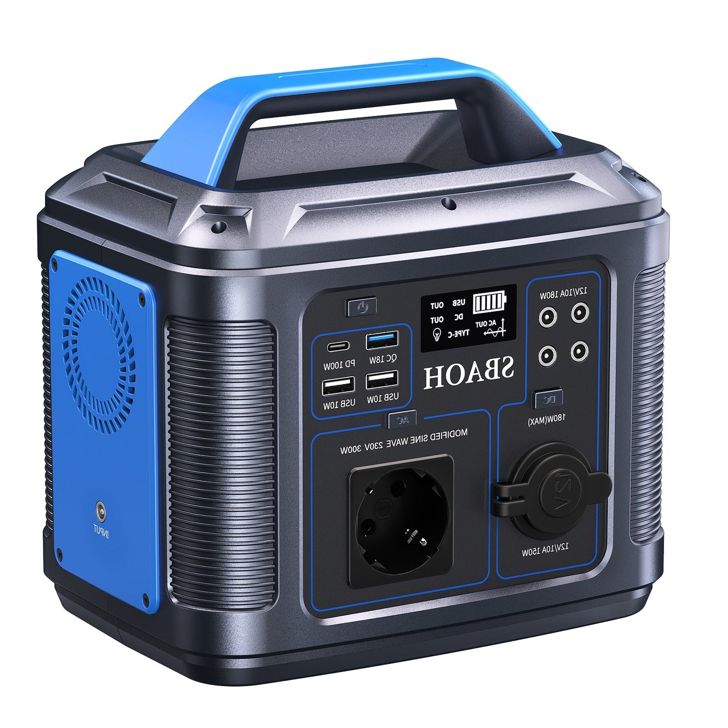 Powerbank – Draagbare Accu – Noodstroomvoorziening – Mobiele Oplader – Power Station Blauw – 296Wh Capaciteit – Multi-USB Snel Opladen - QUORE