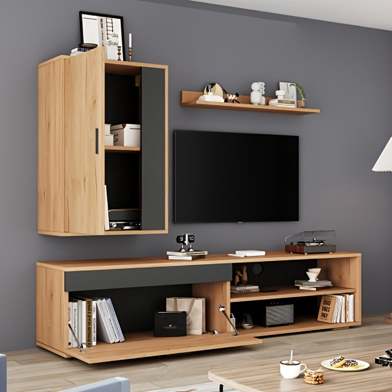 Tv-meubelset – Meubel Tv Met Rangement – Tv Meubel – Tv Kast – Tv Rek – Compact Formaat – Duurzame Constructie – Eenvoudig Te Monteren – Bruin
