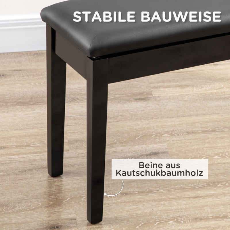 Pianokruk – Pianobank – Muziekstoel – Keyboardkruk – Zithoek – Verstelbare Hoogte – Opbergruimte – Kunstleren Zitting – Stevig Aluminium Frame – Zwart