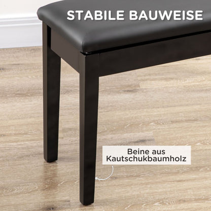 Pianokruk – Pianobank – Muziekstoel – Keyboardkruk – Zithoek – Verstelbare Hoogte – Opbergruimte – Kunstleren Zitting – Stevig Aluminium Frame – Zwart