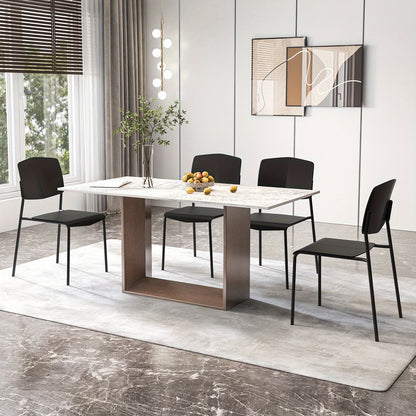 Eetkamerstoelen – Stoelen – Keukenstoelen – Stapelbare Stoelen – Zwarte Kuipstoelen – Duurzaam PP-Plastic – Metalen Poten – Ergonomisch Comfort – Draagkracht 160 kg