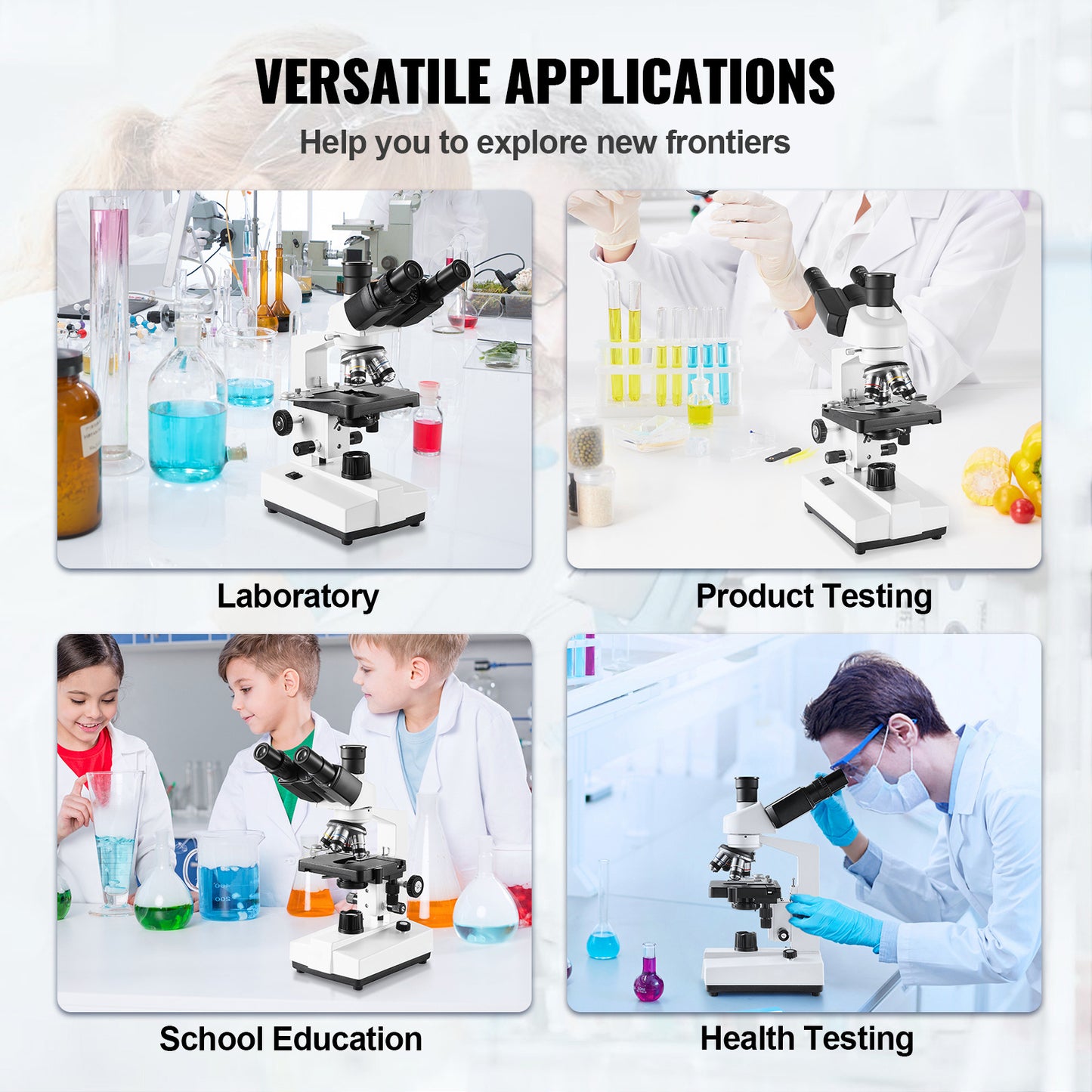 Microscoop – Trinoculair Microscoop – Compound Microscoop – Biologisch Microscoop – Laboratorium Microscoop – 40x-5000x Vergroting – Dubbele Laag Mechanische Preparaattafel