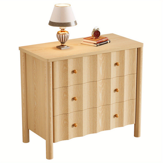 Nachtkastje – Bijzettafel – Bedside Table – Opbergkast – Ladekast – Extra Breed 80 cm – Natuur Eikenhout – 3 Lades Met Geruisloze Rails – Stevig Hout & Eenvoudig In Elkaar Te Zetten