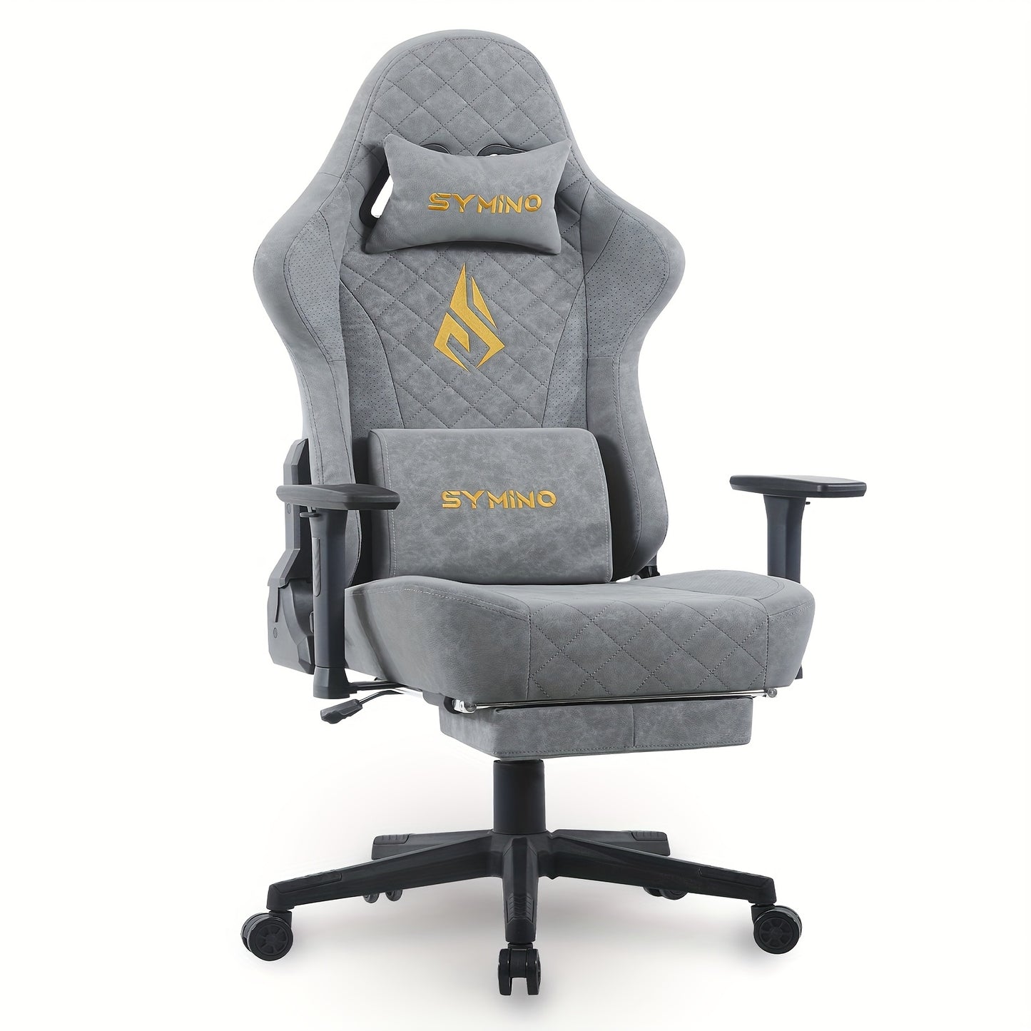 Ergonomische Gamingstoel – Bureaustoel – Game Chair – PC Stoel – Recliner – Met Voetsteun – Verstelbare Rugleuning 150° – Luxe PU Leer Grijs