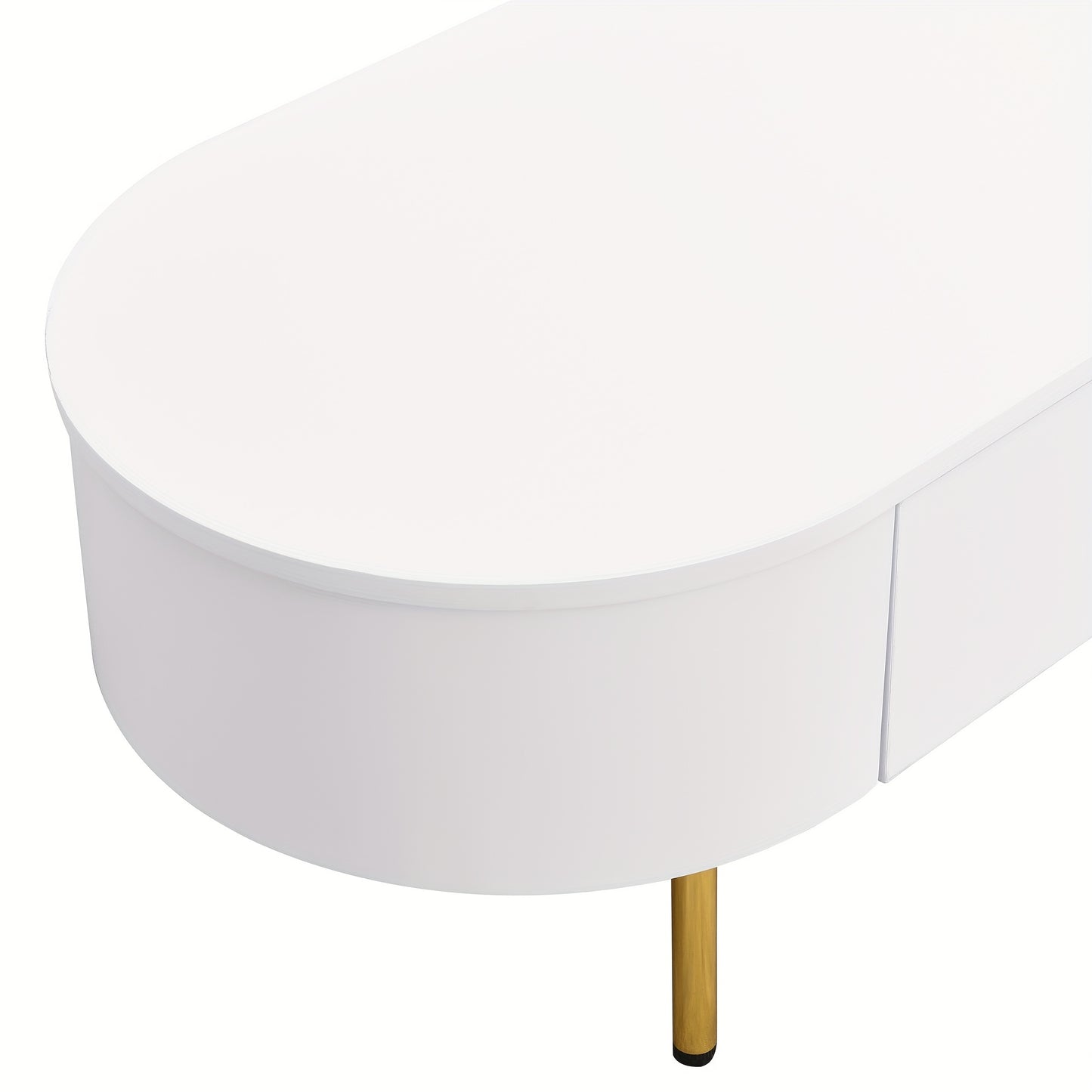 Salontafel – Woonkamertafel – Koffietafel – Bijzettafel – Tafel – Metaal – Wit – Met 2 Laden – Gouden Details