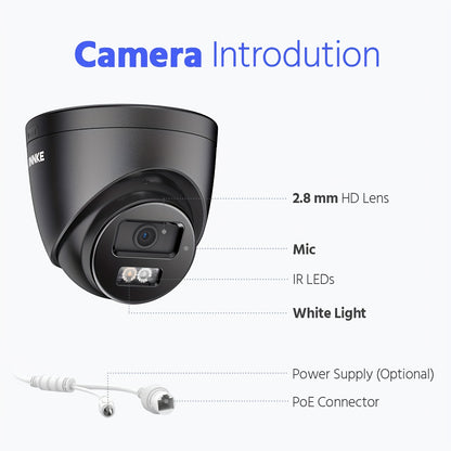 Buitencamera – Beveiligingscamera – IP Camera – CCTV Camera – Zwarte Beveiligingscamera – 3K Ultra HD Beeld – AI Mens- en Voertuigherkenning