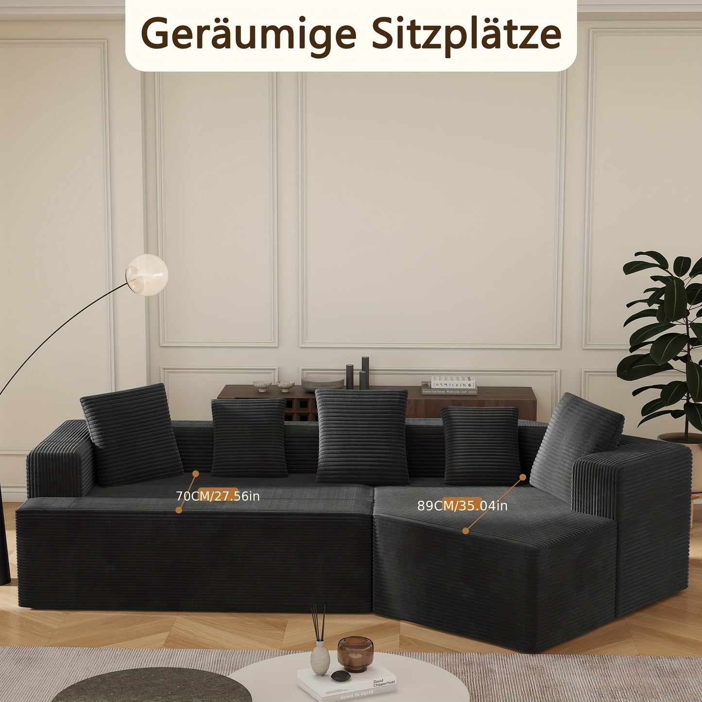 Modulaire Hoekbank – Sectional Bank – L-Vormige Bank – Slaapbank – Modulaire Sofa – Chenillestof – Katoenen Kussens – Eenvoudige Montage – Lichtgewicht Zonder Houten Frame