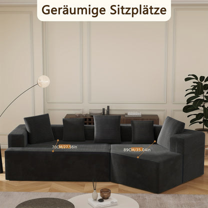 Modulaire Hoekbank – Sectional Bank – L-Vormige Bank – Slaapbank – Modulaire Sofa – Chenillestof – Katoenen Kussens – Eenvoudige Montage – Lichtgewicht Zonder Houten Frame