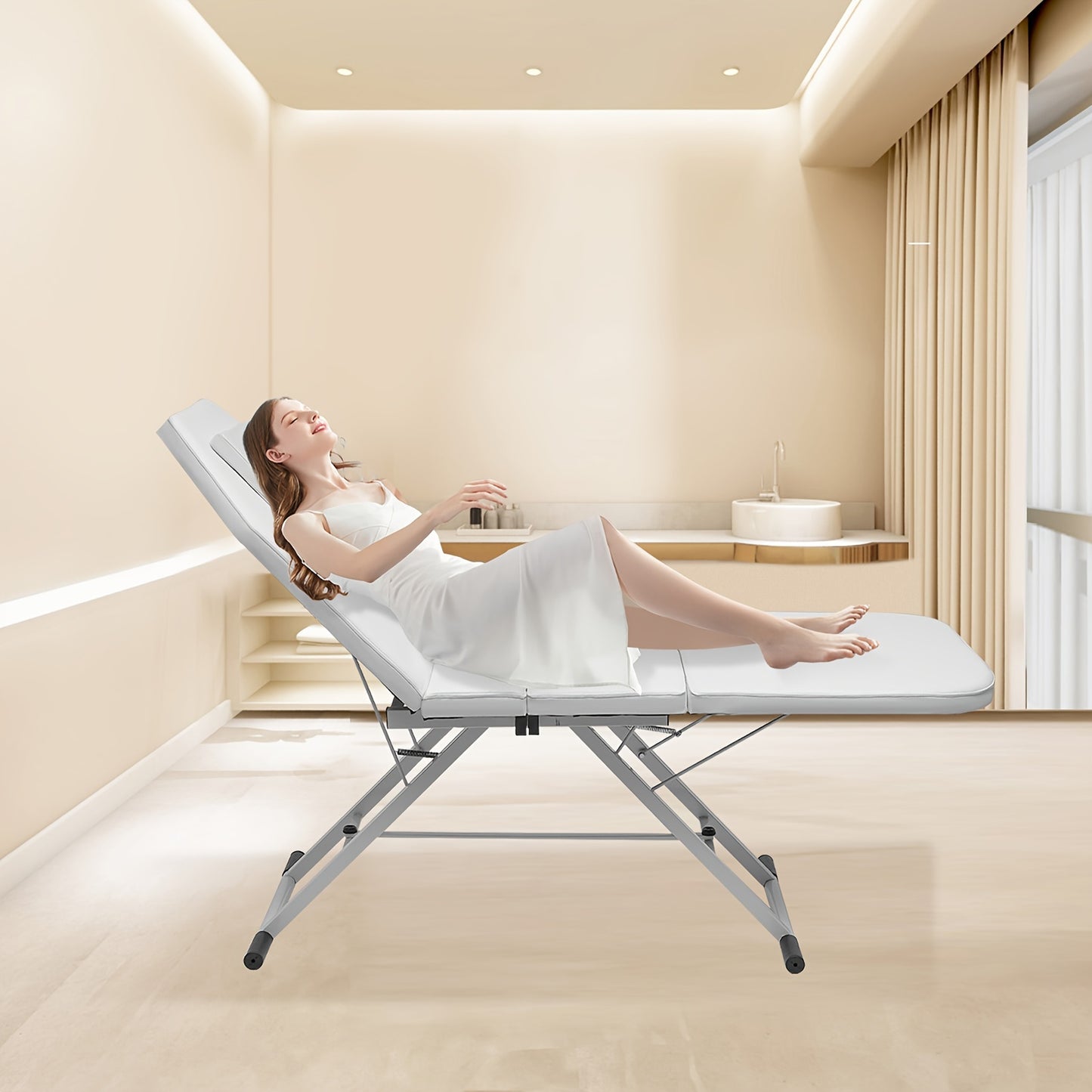 Massagetafel – Behandeltafel – Behandelbank – Massagebed – Beautyligbed – Inklapbaar – Verstelbare 3 Secties – Metaal Frame – Hoogwaardig Schuim
