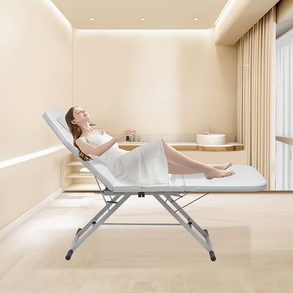 Massagetafel – Behandeltafel – Behandelbank – Massagebed – Beautyligbed – Inklapbaar – Verstelbare 3 Secties – Metaal Frame – Hoogwaardig Schuim