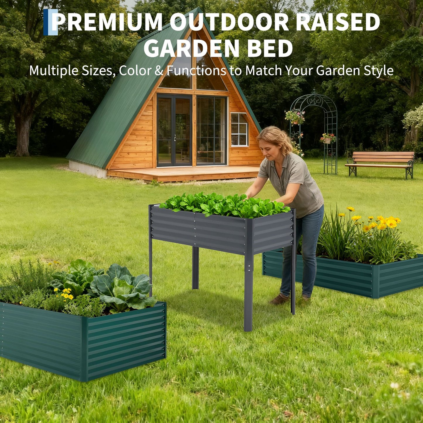 Verhoogde Tuinbak – Moestuinbak – Bloembak – Kruidenbak – Plantbak – Gegalvaniseerd Metaal – Vrijstaand – 120x60x90 cm – Roestbestendig – Eenvoudige Montage