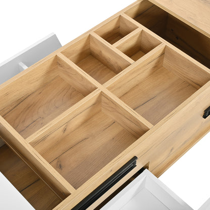 Extendable Coffee Table with Sliding Mechanism & Storage Drawers - Modern Living Room Center Table, Space-Saving Extendable Design, Heavy-Duty Metal Construction, Easy Assembly for Small Apartments, Offices, Home Offices - Co