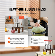 Handmatige fruitpers - 2L - Sapcentrifuge - Roestvrij Staal - Fruit Tinctuur Wijn Olijven Pers Keukenmachine - Zilver