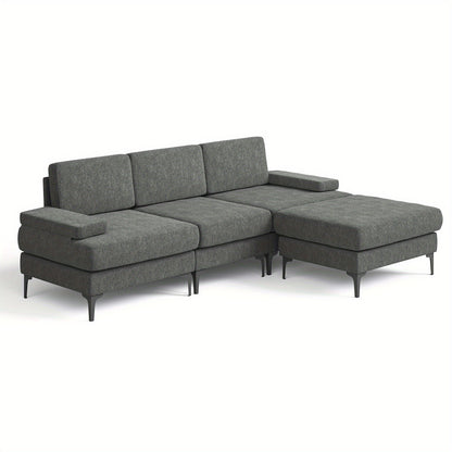 Hoekbank – L-vormige Bank – 3-Zits Bank – Slaapbank – Loungeset – Afneembare Opbergruimte – Hardhouten Frame – Gemakkelijk Reinigbare Stof