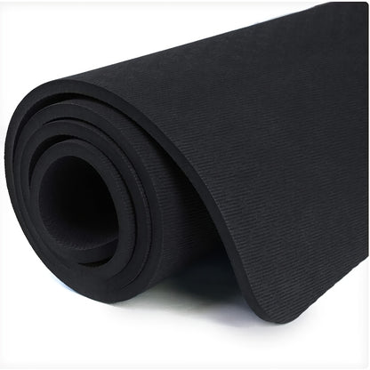 Yogamat – Fitnessmat – Sportmat – Pilatesmat – Trainingsmat – Extra Dikke 0,64 cm – Groot Formaat 243,84 x 182,88 cm – Zwart – Anti-Slip – Inclusief Draagband