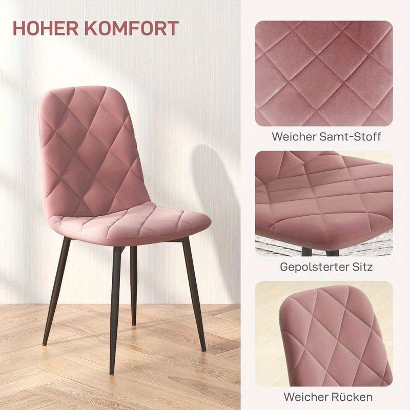 4-Delige keukenstoelenset – Eetkamerstoelen – Stoelenset met rugleuning – Zadelstoel – Woonkamerstoelen – Zachtroze – Ergonomisch ontwerp – Duurzame materialen