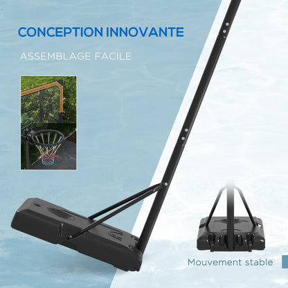 Basketbalpaal – Basketbalstandaard – Basketbalring – Basketbalnet – Basketbalset – Verstelbare Hoogte 235-264 cm – Zwarte Stevige Gewichtsbasis Met Wielen