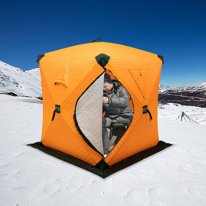 IJsvistent – Vis Shelter – Pop-up Tent – Wintertent – Kampeertent – 1-2 Personen – Geïsoleerd Met Dikker Katoen – Wind- en Sneeuwbestendig – Oranje
