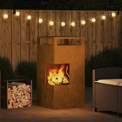 Buitenhaard – Tuinhaard – Vuurschaal – Terrashaard – Vuurkorf – Handgemaakt Design – Duurzaam Staal – Bruin – 50x50x100 cm
