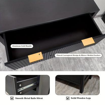 Ladekast – Commode – Kast – Dressoir – Ladeblok – Zwart – 4 Ruime Lades – Duurzaam MDF Met Metaal