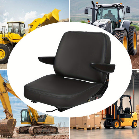 Adjustable Heavy-Duty Tractor Seat with Ergonomic Backrest & Armrests - PU Cushioned Comfort, Metal Frame, 5.99cm Forward/Backward Adjustment, Easy Assembly for Forklifts, Bulldozers, Construction Equipment - All-Terrain Use,