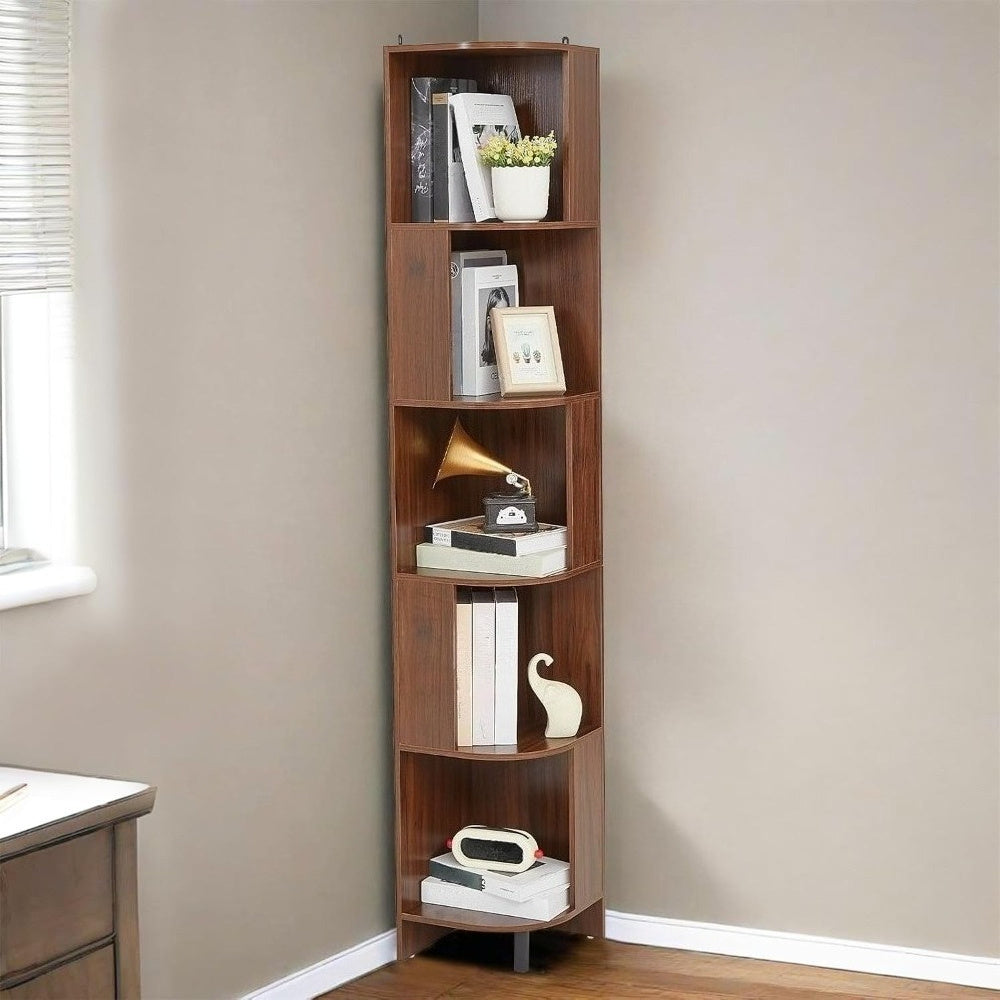 Boekenkast Metaal – Boekrek – Opbergkast – Vakkenkast – Plankenkast – Bruin – 5 Planken – 100 Kg Draagvermogen – Volledig Gemonteerd