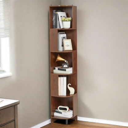 Boekenkast Metaal – Boekrek – Opbergkast – Vakkenkast – Plankenkast – Bruin – 5 Planken – 100 Kg Draagvermogen – Volledig Gemonteerd