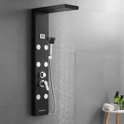 Douchesysteem – Doucheset – Regenkraan – Handdouche – Bodyjets – Zwart – Thermostatisch Mengventiel – Roestvrij Staal