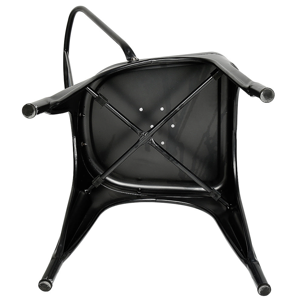Eetkamerstoel – Bistrostoel – Tuinstoel – Balkonstoel – Lounge stoel – Industrieel Design – Stevig Metalen Frame – 46x43x85 cm – Set van 4 – Zwart
