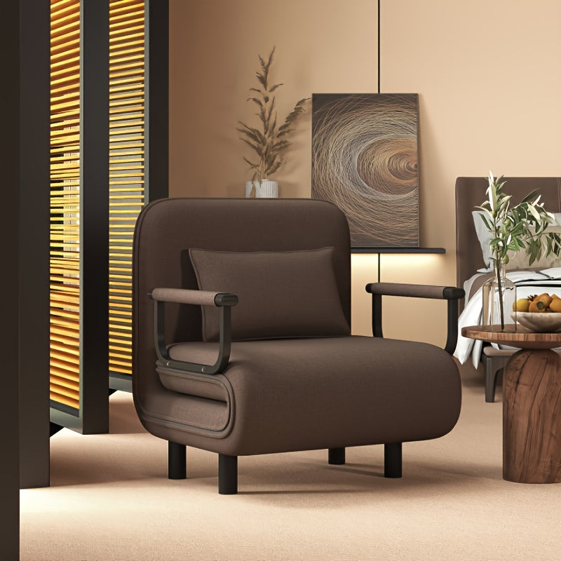 Klapbank – Slaapbank – Zitzak – Sofa Bed – Zitbank – 5-stand Verstelbare Rugleuning – Duurzaam Polyester – Inklapbaar – Moerbruin – 116x65x85 cm