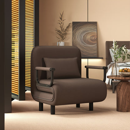 Klapbank – Slaapbank – Zitzak – Sofa Bed – Zitbank – 5-stand Verstelbare Rugleuning – Duurzaam Polyester – Inklapbaar – Moerbruin – 116x65x85 cm