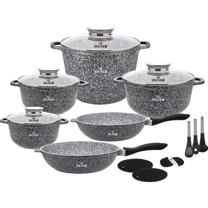 17-delige Kookset – Pannenset – Kookgerei – Keukenset – Inductiepan – Aluminium – Keramische Antiaanbaklaag – Ovenbestendig Tot 230°C