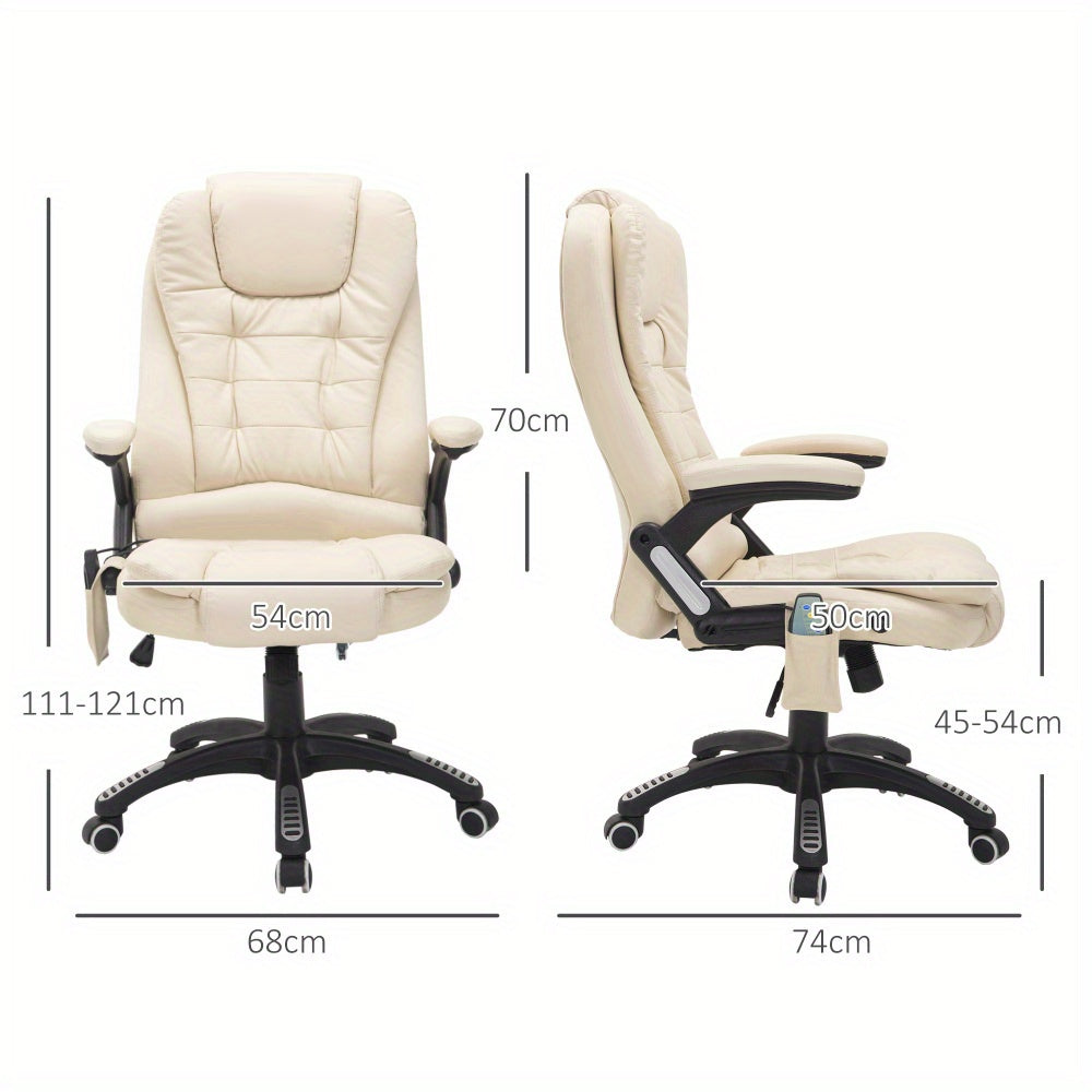 Ergonomic Office Chair - Adjustable Height, Swivel Base & Manual Recline, Heavy-Duty Metal Base, Cushioned Seat - Home Office Desk Chair for Professional Workspace - Beige Executive Desk Chair, Office Chair Covers Stretchable