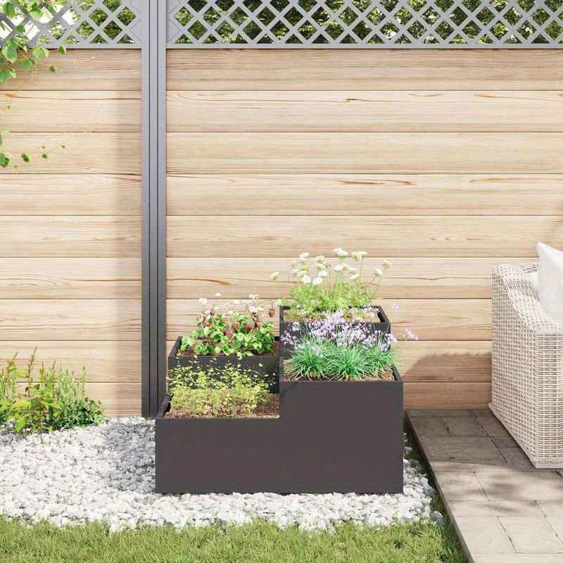 Plantenbak – Tuinbak – Bloembak – Moestuinbak – Verhoogde Bak – Zwart Staal – 100x100x48 cm – Weerbestendig & Duurzaam