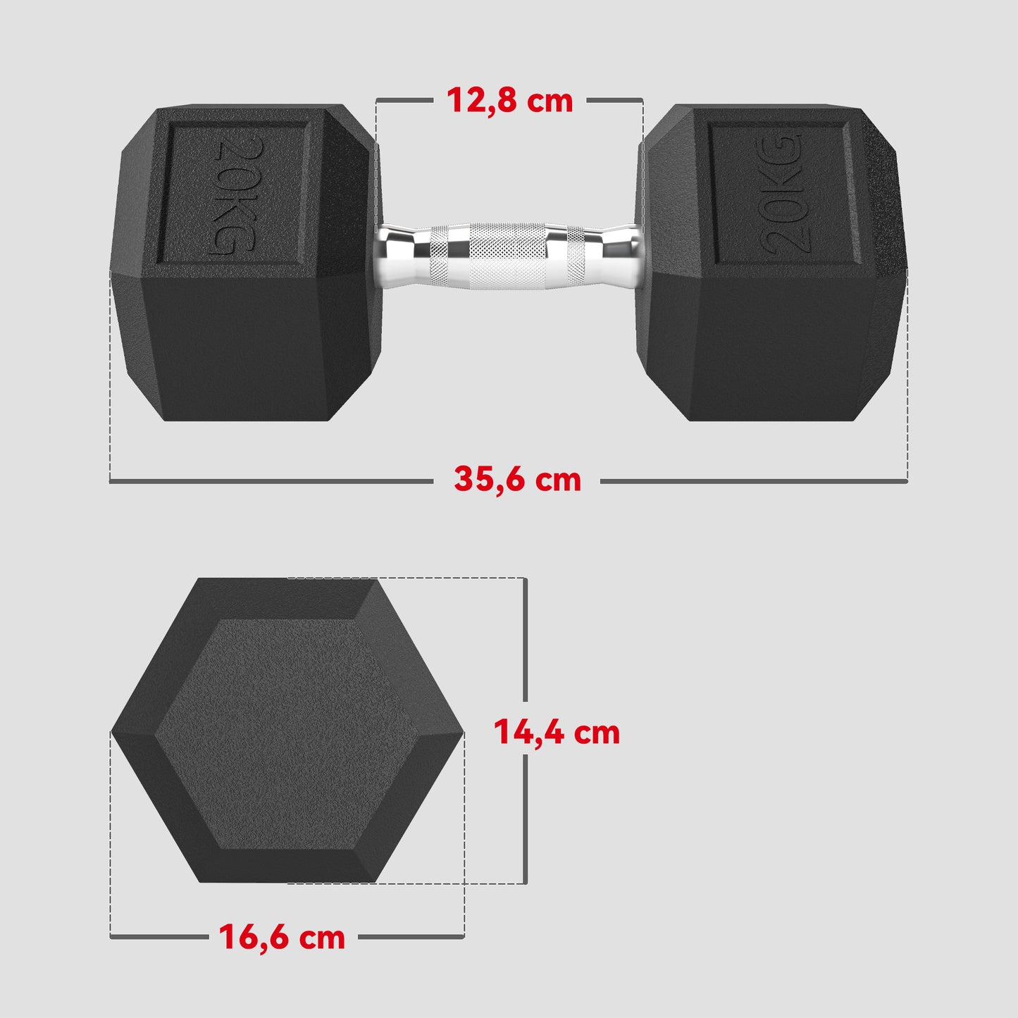 Kettlebell – Dumbbell – Halter – Gewichten – Gietijzer – 2x20 kg – Knurling Grip – Duurzaam