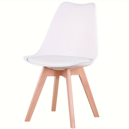 Eetkamerstoel – Stoel – Kuipstoel – Keukenstoel – Eettafelstoel – Set van 6 – Wit PU-leer – Massief Houten Poten – Ergonomisch Schuimkussen – Duurzaam Kunststof Frame – Gemakkelijk Schoon te Maken