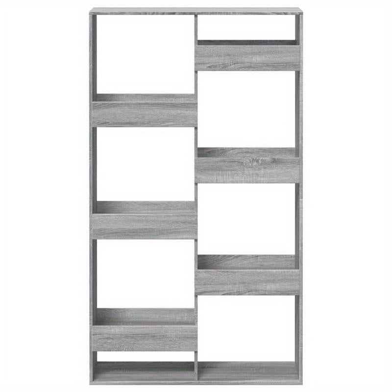Elegant Gray Sonoma Oak Wood Room Divider - 100x33x175cm, Multi-Shelf Storage Organizer with Open Top, Ideal for Office, Bedroom, Living Room, Study - Modern Minimalist Design, Office Decor