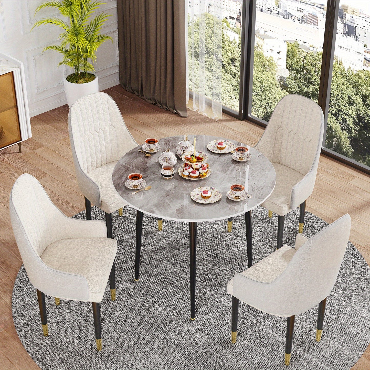 Eettafel – Tafel – Dinertafel – Keukentafel – Moderne Tafel – Sintered Stone Blad – Kras- en Hittebestendig – Zwart Metalen Poten
