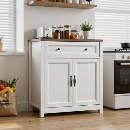Dressoir – Sidetable – Kast – Buffetkast – Opbergkast – Landelijke Stijl – Groot Opbergvak – Hout en Spaanplaat – 76x40x84 cm – Grijze Bovenplaat